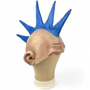 Vtg 2002 Disguise Punk Mask Blue Mohawk Spikes Latex Costume Y2K Rock Halloween
